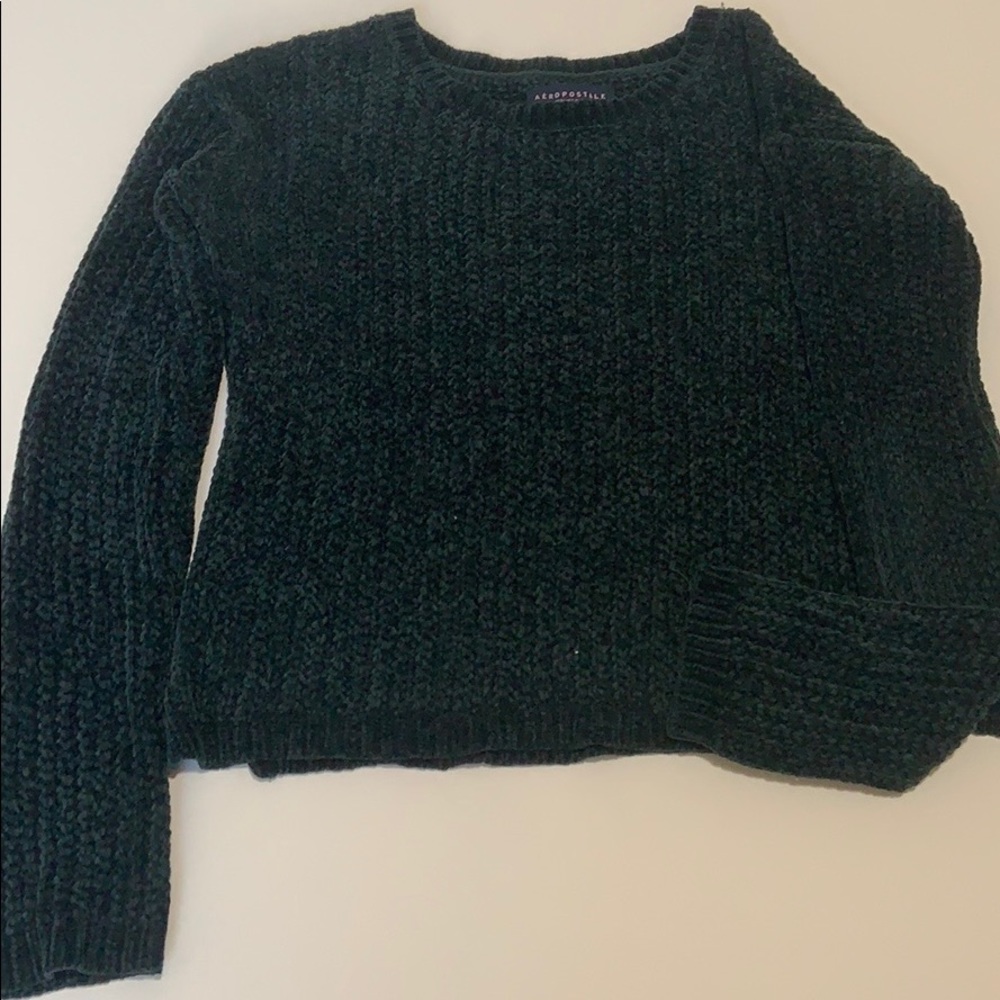 Dark green velvet like material sweater